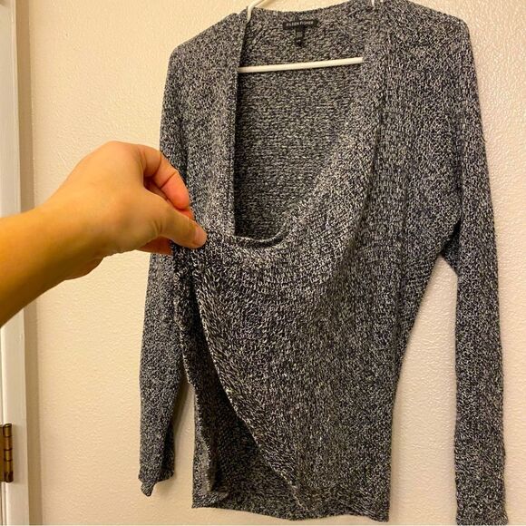 Eileen Fisher Organic Linen Knit open front sweater Cardigan gray/black-L - Picture 4 of 10